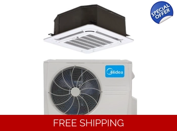 Midea 9K-Btu 20.5 SEER2 Cassette Mini Split H-Heat Pump (-22°F) E-Star: 13 EER/10.3 HSPF (R410a)